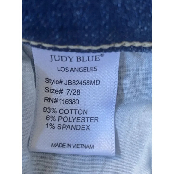 Judy Blue Jeans Womens 7 /28 Blue Boyfriend Fit High Rise Distressed Whiskered - Picture 6 of 6